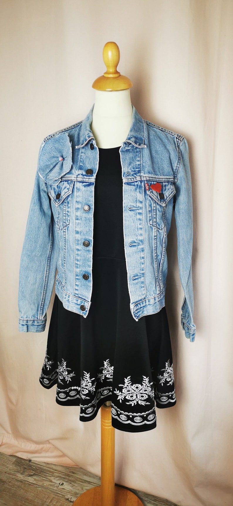 Veste Levi's vintage customisée originale broderie napperon image 2