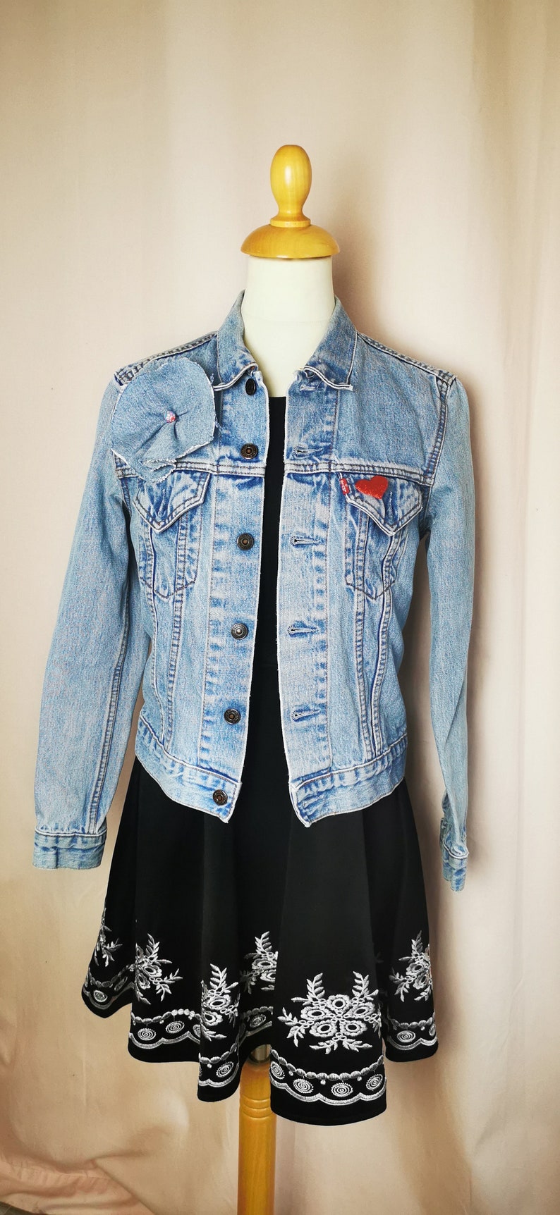 Veste Levi's vintage customisée originale broderie napperon image 3