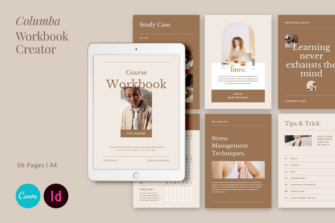 56-page Workbook Template: Canva & Indesign Coaching Worksheets - Etsy