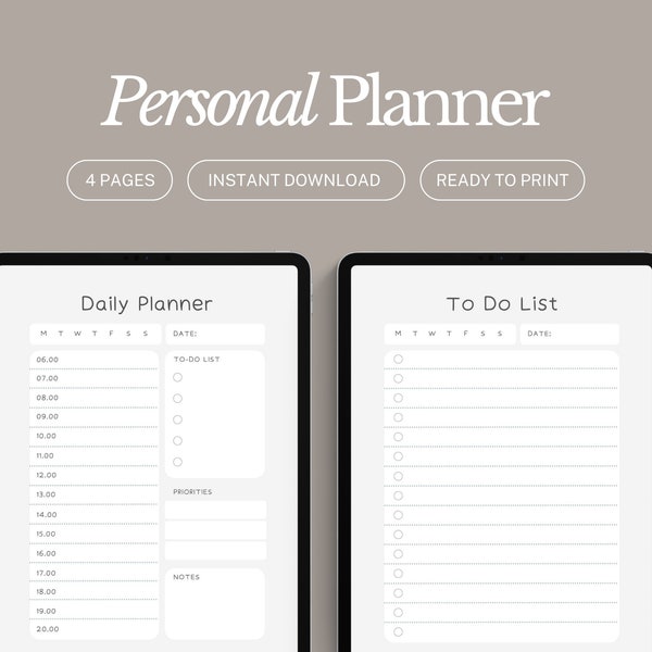 Digital Personal Planner, Weekly Planner Printable, Digital Planner, GoodNotes Digital Planner, Printable Daily Planner