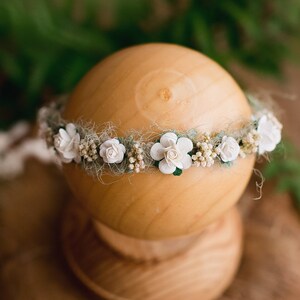 Charming milk white headband, photoshoot prop,baby halo,holiday headpiece, floral crown,flower halo,newborn photography,pale pink headband