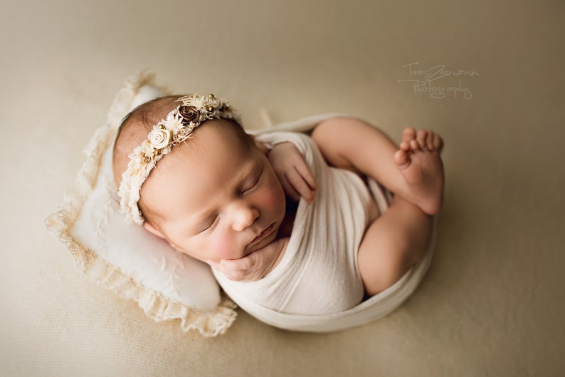 floral crown,flower halo,newborn photography,real flower halo photoshoot prop,baby halo,holiday headpiece Unique beige natural headband