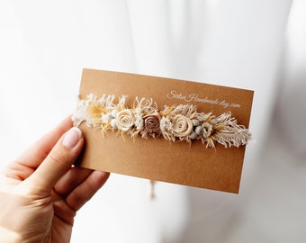 Absolutely stunning ivory and sandy shades headband, photoshoot prop, holiday headpiece, floral crown, flower halo, newborn photography