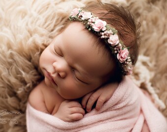 Newborn Photography Prop Wave Halo Headband Olive Newborn Photography Prop Wave Halo Headband Olive