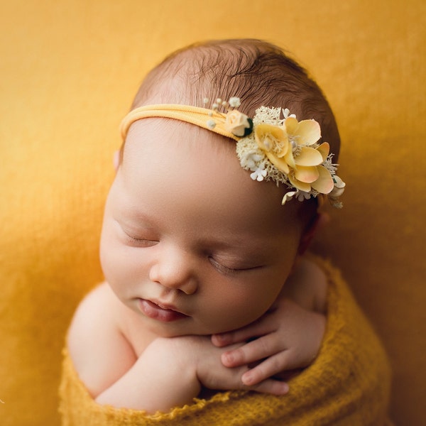 Cute yellow cluster headband,sitter headband,toddler floral crown,photoshoot prop,baby spring halo,summer headpiece, spring photoshoot