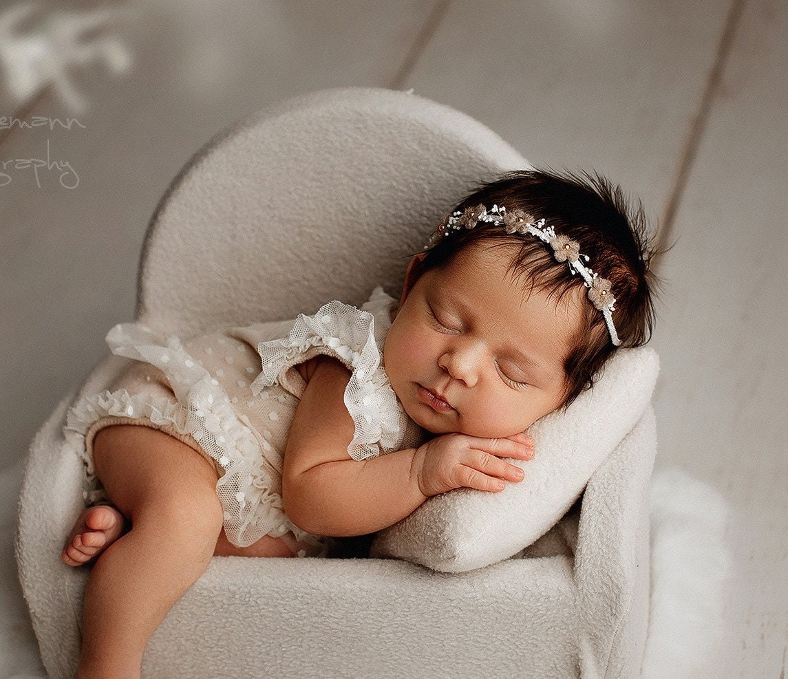 Bandeau Bébé Fait Main - Couronne Pétoncle Diadème Pour Photos 0-12 Mois - Modèle Unique