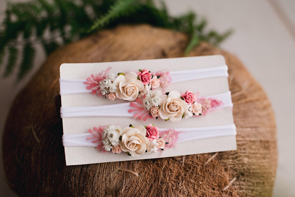 Gorgeous Ivory and Dark Pink Headband for a Lovely Girl Baby - Etsy