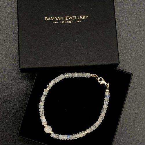 Faceted Randall cut rainbow Moonstone necklace and shops bracelet gift set