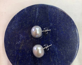 Orecchini di perle borchie d'argento perla bianca - Italia