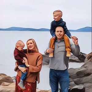 Idéia de presente para retrato de família de desenho animado personalizado, retratos de família, serviço de edição de fotos, retrato de desenho animado com animais de estimação