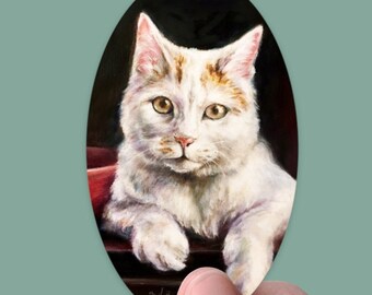 White cat, vinyl sticker, matte sticker, decal sticker for laptops, cars, hydroflask, toolbox, waterproof