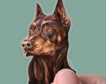 Dobermann, vinyl sticker, matte sticker, clear backing, decal sticker for laptops, cars, hydroflask, toolbox, waterproof