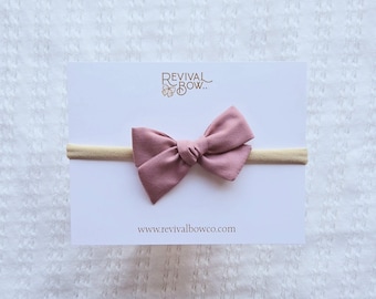 Dusty Rose Mini Pinwheel Bow - Girl Bow, Baby Headband