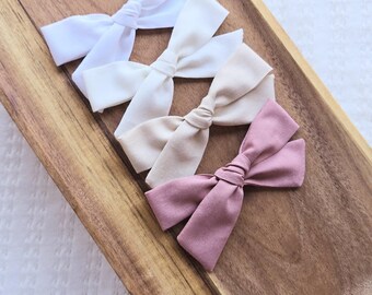 Dusty Rose School Girl Bow - 4" Handmade Hair Bow