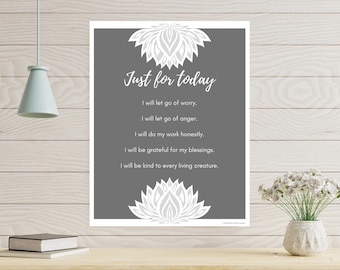 Reiki Principles "Just for Today" Affirmation Art Reiki Energy Healing | Usi Energy Healing Spiritual Gifts 18x24 Art Print