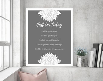 Reiki Principles "Just for Today" Affirmation Art Reiki Energy Healing | Usi Energy Healing Spiritual Gifts 18x24 Art Print