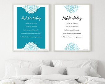 Just for Today Reiki Principles Affirmation Art  | Instant Download & Printable Wall Art | Energy Healing Spiritual Gifts 18x24 Art Print