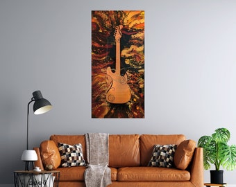 Guitar Artwork 'Hendrix' Art | UV Reactive Black Light Art ~ Music Art on Canvas | Guitar Art & Music Gifts | Original Artwork by Berkeley