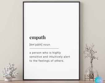 Empath Definition Poster, Black and White Print, Word Definition Art, Spiritual Wall Decor & Gifts
