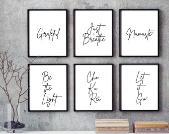 Reiki Cho Ku Rei Word Art Minimalist Set of 6 Printable Wall Art Print Meditation Room Word Wall Art