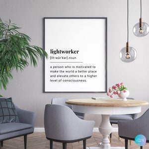 Lightworker Definition Poster, Black and White Print, Word Definition Art, Spiritual Wall Decor & Gifts bild 1