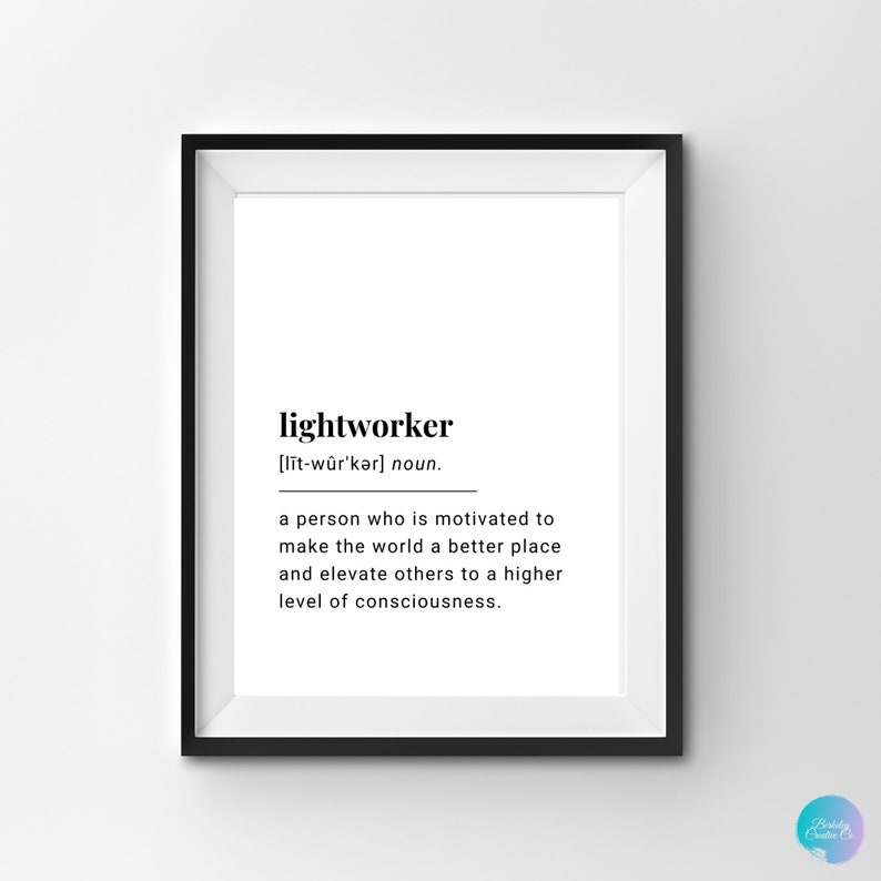 Lightworker Definition Poster, Black and White Print, Word Definition Art, Spiritual Wall Decor & Gifts bild 3