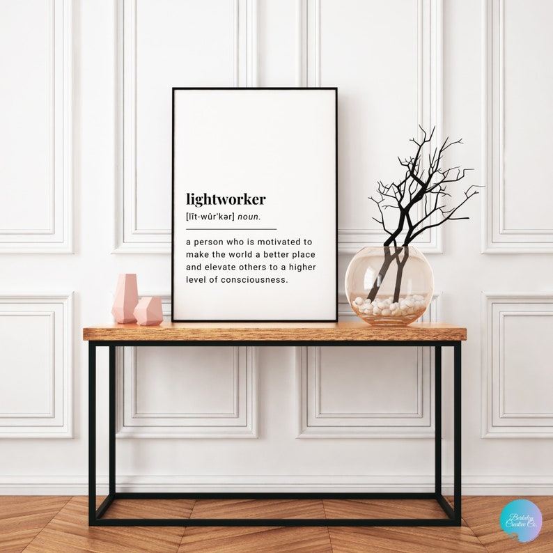Lightworker Definition Poster, Black and White Print, Word Definition Art, Spiritual Wall Decor & Gifts bild 4