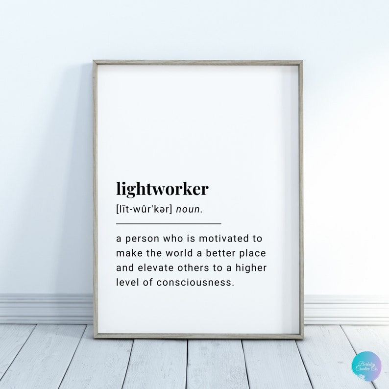 Lightworker Definition Poster, Black and White Print, Word Definition Art, Spiritual Wall Decor & Gifts bild 2