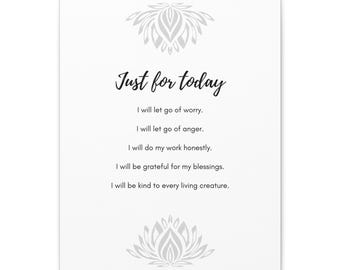 Reiki Principles "Just for Today" Affirmation Art Reiki  Usui Energy Healing Spiritual Gifts Canvas Art & Reiki Room Decor Reiki Master Gift