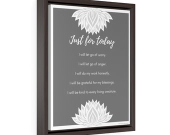 Reiki Master Gift & Spiritual Decor Framed Reiki Wall Art | Reiki Principles "Just for Today" Affirmation Wall Art on Canvas