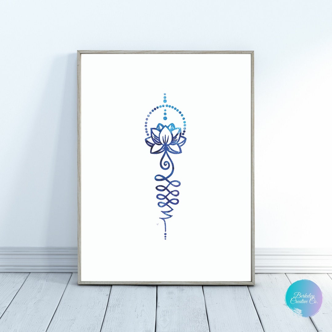 Unalome Wall Art Print Teal Blue & White on Archival Fine Art - Etsy