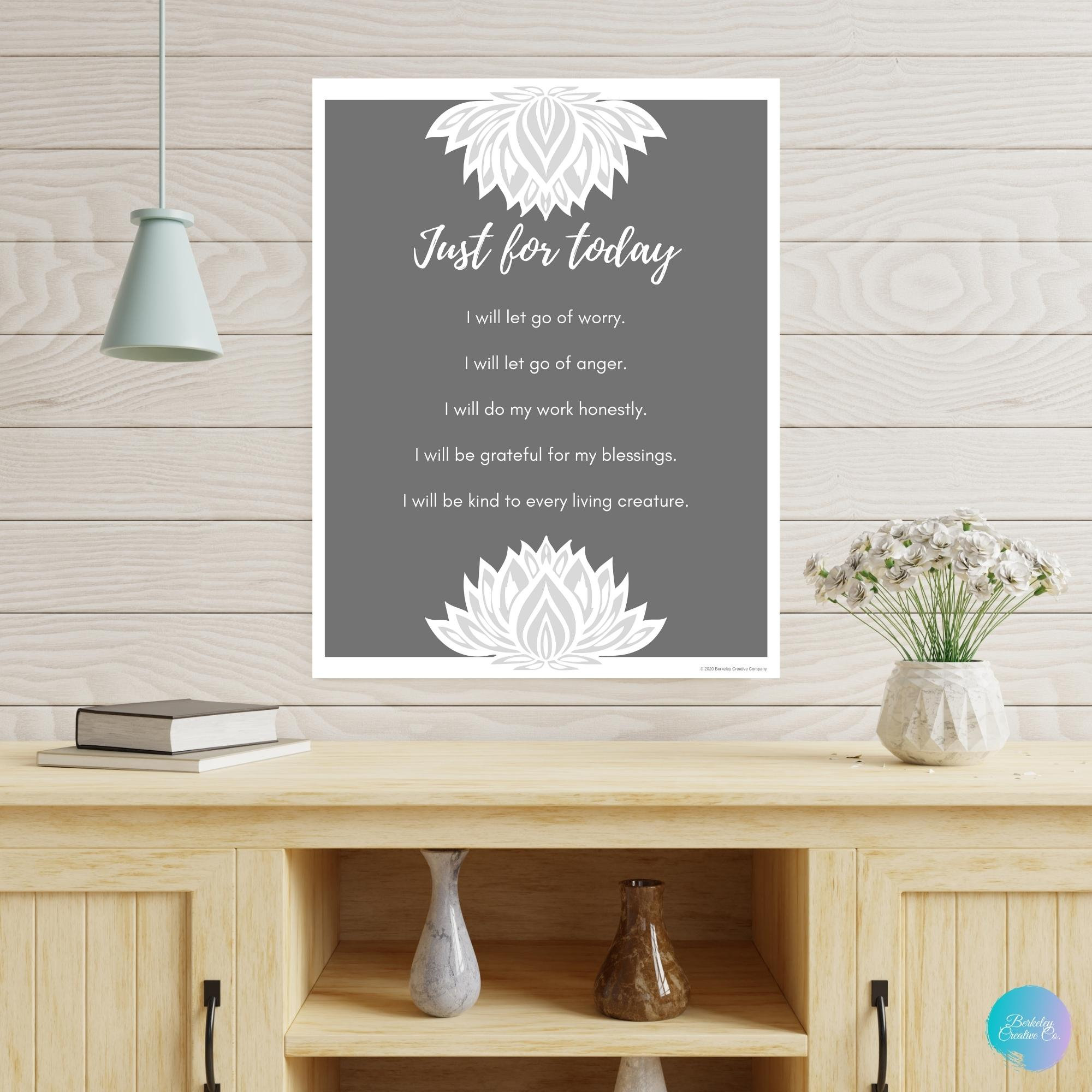 Reiki Principles "just for Today" Affirmation Art Reiki Energy Healing ...