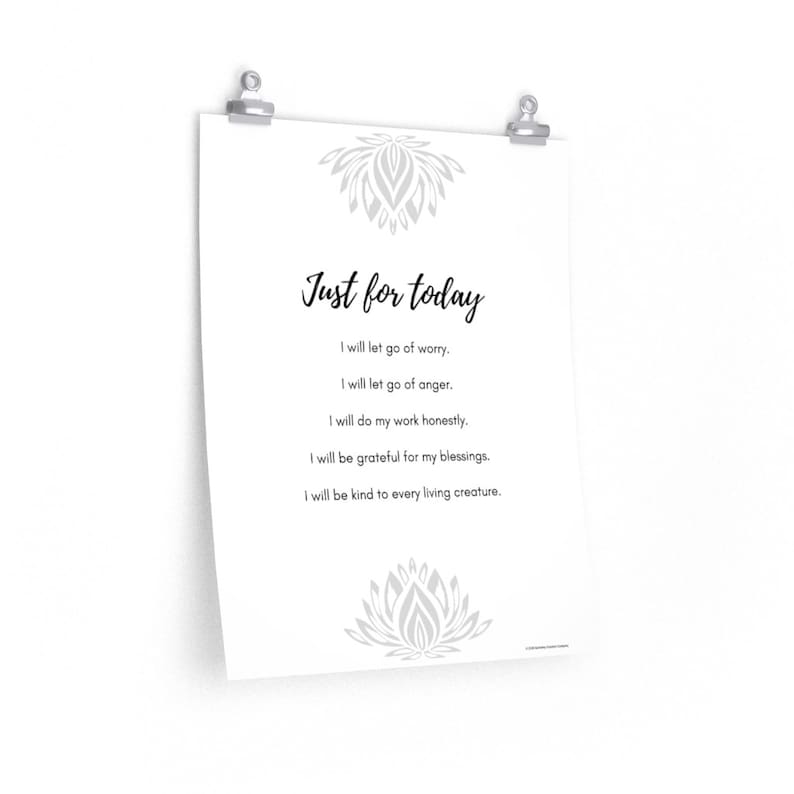 Reiki Principles Wall Art & Energy Healing Home Decor Poster Lite Grey