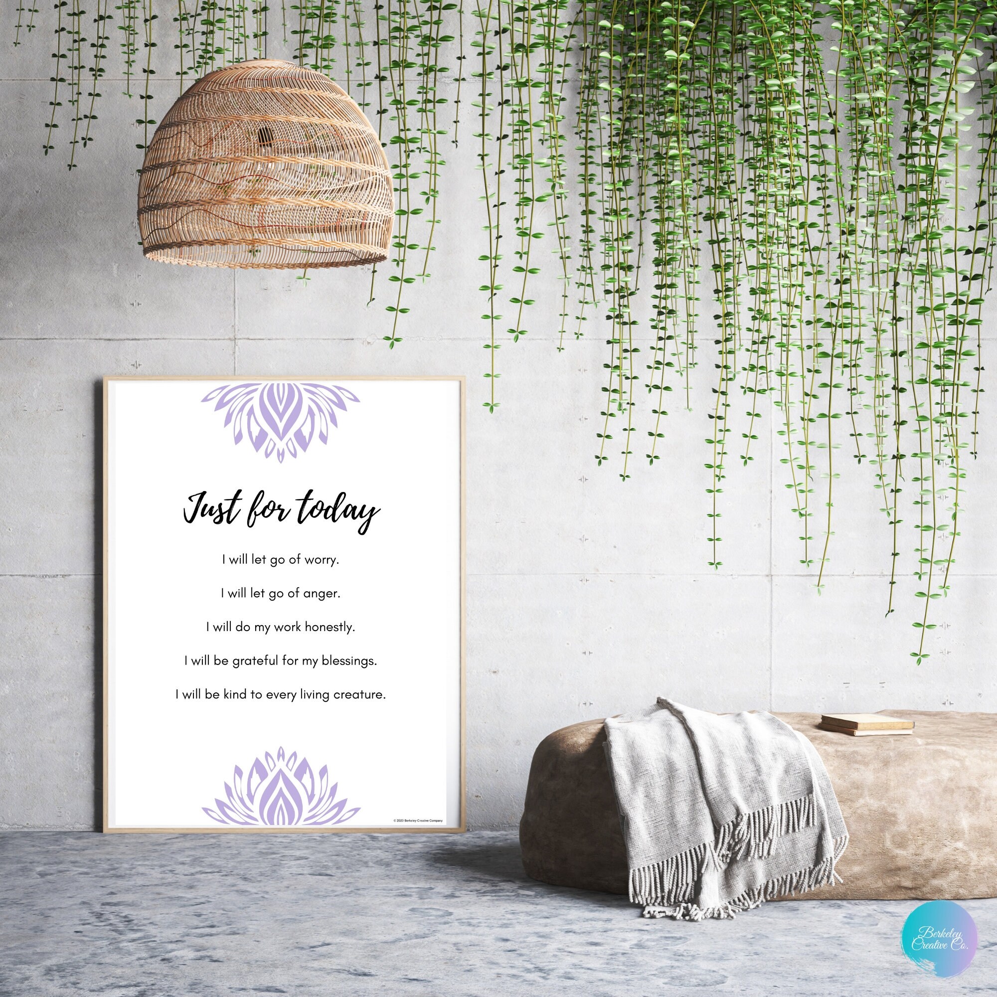 Reiki Healing Principles "just for Today" Affirmation Wall Art Instant ...