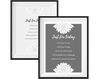 Reiki Principles "Just for Today" Affirmation Art | 8x10 Instant Download & Printable Wall Art | Energy Healing Spiritual Gifts