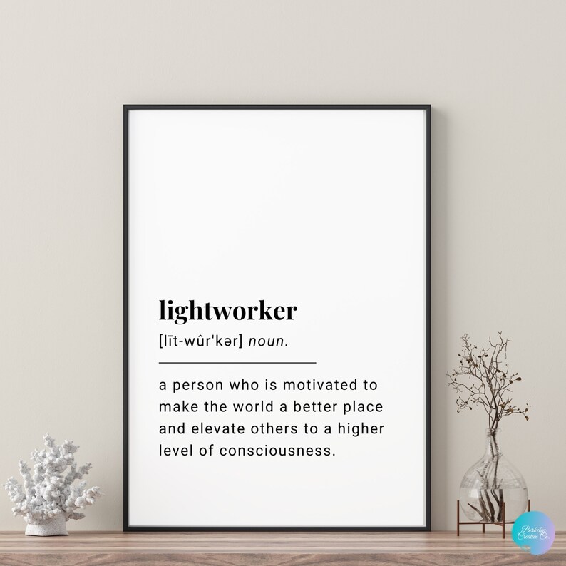 Lightworker Definition Poster, Black and White Print, Word Definition Art, Spiritual Wall Decor & Gifts bild 5