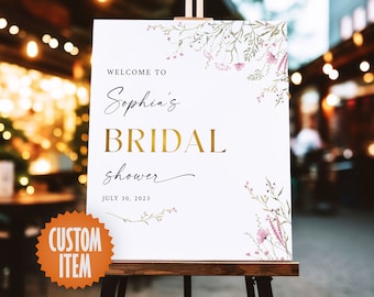 Wildflower Bridal Shower Welcome Sign | Floral Bridal Shower Decoration | Personalized Bridal Shower Poster or Canvas