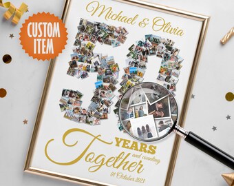 50th Anniversary Decorations | 50 Year Anniversary Gift for Parents | 50 Years Together Custom Photo Collage Sign
