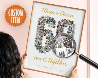 60th Wedding Anniversary Decorations - 60 Years Together | Sixtieth Anniversary Photo Collage