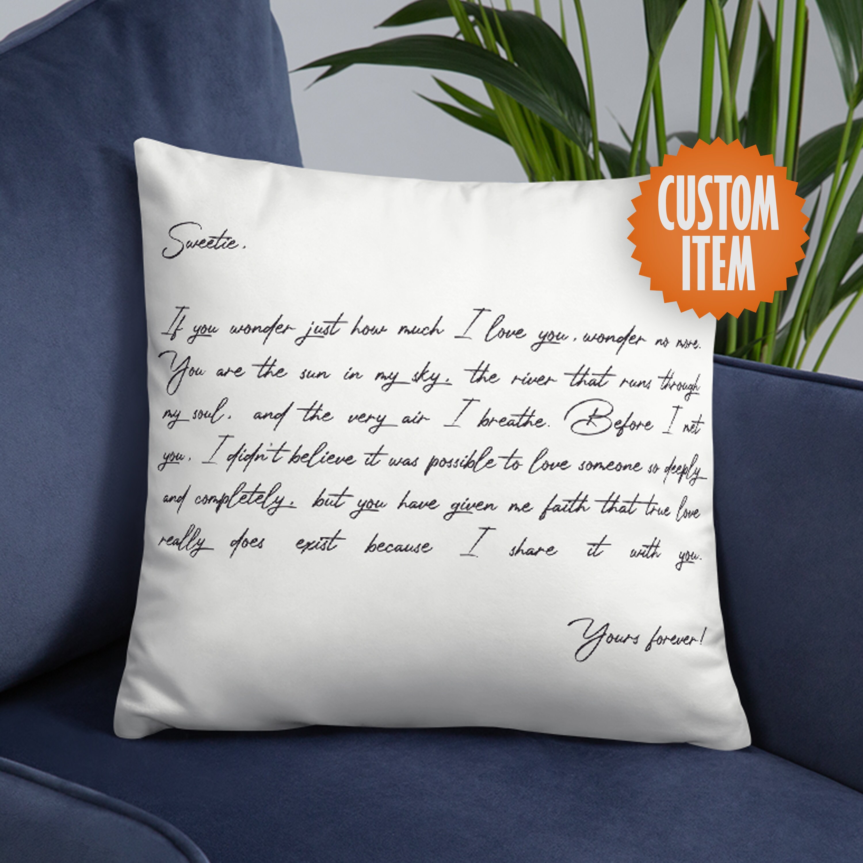 Custom Letter Cushion Love Letter Pillow Handwritten Hug Etsy