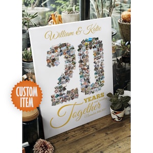 20th Anniversary Decorations | 20 Year Anniversary Gift for Parents | 20 Years Together Custom Photo Collage Sign