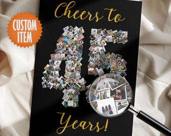 45th Birthday Decorations | Cheers to 45 Years Photo Collage | 45th Birthday Sign