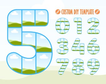 DIY Photo Collage Editable Template Bundle: Numbers 0-9 Canva Frame | DIGITAL DOWNLOAD