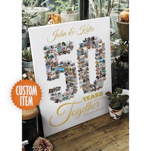 50th Anniversary Decorations | 50 Year Anniversary Gift for Parents | 50 Years Together Custom Photo Collage Sign