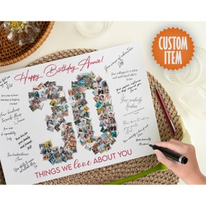 30th Birthday Decorations | 30 Photo Collage Signature Board | 30 Things We Love About You | 30th Birthday Sign | 30 Reasons We Love You