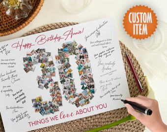 30th Birthday Decorations | 30 Photo Collage Signature Board | 30 Things We Love About You | 30th Birthday Sign | 30 Reasons We Love You