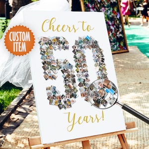 Decoraciones para el 50.° cumpleaños / Collage de fotos para el 50.° cumpleaños / Salud por los 50 años