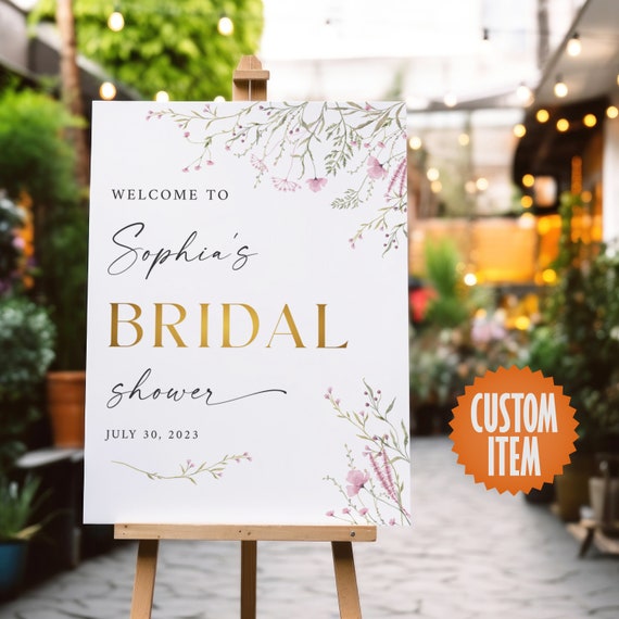 Wildflower Bridal Shower Welcome Sign | Floral Bridal Shower Decoration | Personalized Bridal Shower Poster or Canvas