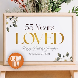55th Birthday Decorations for Women | 55th Birthday Sign | 55th Birthday Poster | Floral 55th Birthday Decor