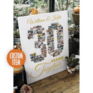 30th Anniversary Decorations | 30 Year Anniversary Gift for Parents | 30 Years Together Custom Photo Collage Sign